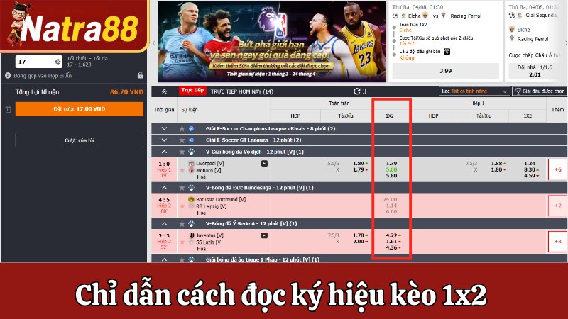 Chỉ dẫn cách đọc ký hiệu kèo 1x2