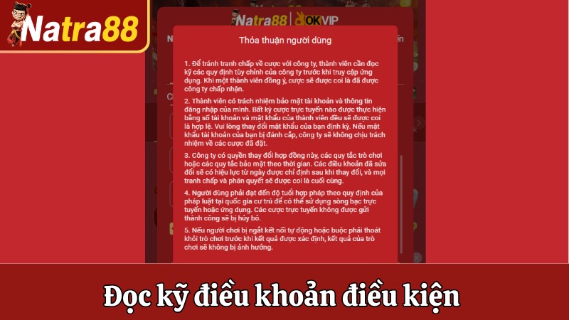 Đọc kỹ điều khoản điều kiện trước khi đăng ký