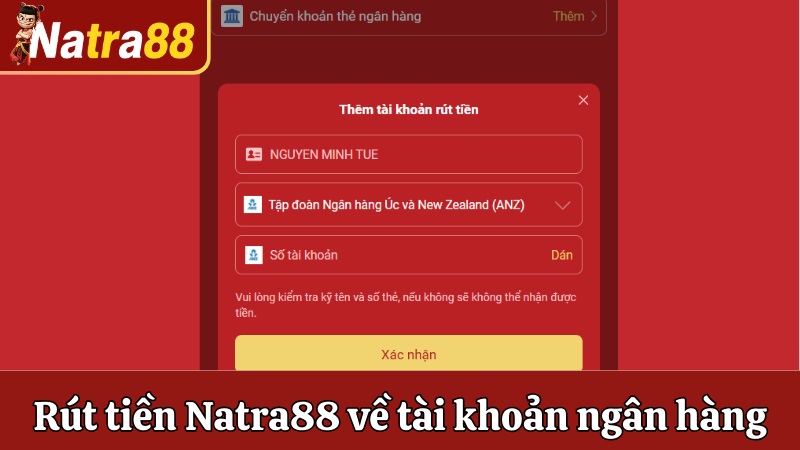 Hướng dẫn rút tiền Natra88 về tài khoản ngân hàng